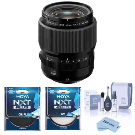 Fujifilm Fujinon GF 55mm f/1.7 R WR Lens, Bundle with Hoya 77mm UV