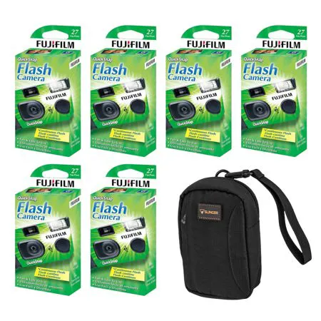 Fujifilm QuickSnap Flash 400 Disposable Camera, 27 Exposures 6-Pack + Camera Bag
