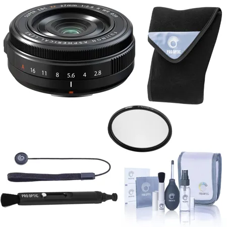 Fujifilm XF 27mm f/2.8 R WR Lens, Black, Bundle with Complete Kit