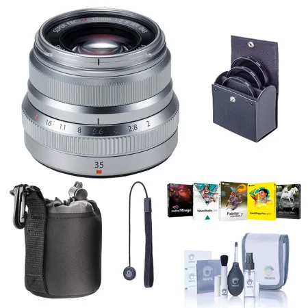Fujifilm XF 35mm f/2 R WR Lens, Silver with Free PC Software