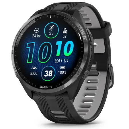 Garmin Forerunner 965 Multisport GPS Smartwatch, Black/Powder Gray