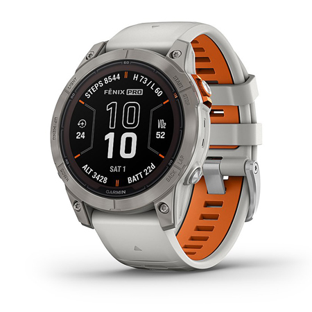 Garmin fenix 7 Pro Sapphire Solar 47mm Smartwatch, Titanium Orange Band 010-02777-20