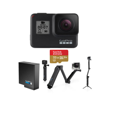 Gopro Hero7 Black Bundle With 3 In 1 Mount Extra Battery And 32gb Card Chdhx 701 C
