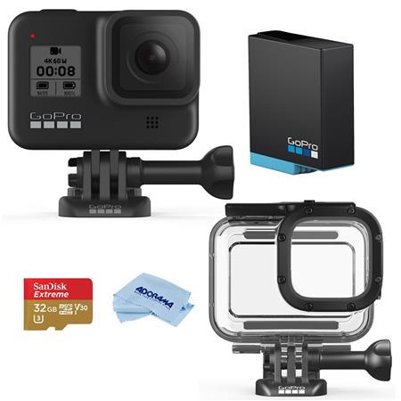 GoPro HERO8 Black - Bundle With 32GB MicroSDHC Card, GoPro Rechargeable  Battery, GoPro Protective Housing (HERO8 Black), Microfiber Cloth