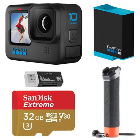 Waterproof Action Camera Bundle with Adventure Kit 1080p Live Streaming Card Reader 5.3K60/4K Video GoPro HERO10 Black 32GB microSD Card Extra Battery 