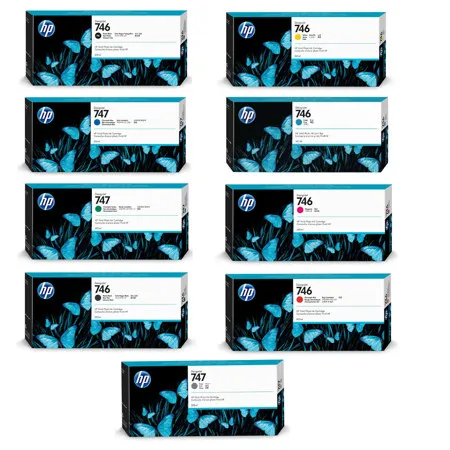 HP 746 300ml Ink Cartridge Kit Includes Nine ink Cartridges P2VA KA
