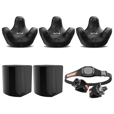 HTC 3 Pack VIVE Tracker (3.0) with 2x Base Station 1.0, Straps