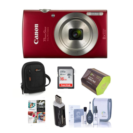 Canon PowerShot ELPH 180 Digital Camera and Premium Kit, Red