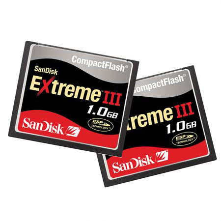 SanDisk 1 GB Extreme III Compact Flash Memory Card - Pack of 2