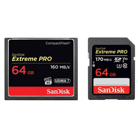 SanDisk 64GB Extreme PRO CompactFlash Card with SanDisk Extreme PRO SD card SDCFXPS-064G-A46 64SDX