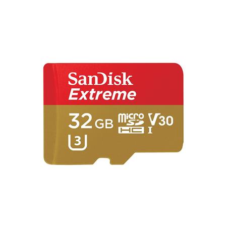 SanDisk 32GB Extreme microSDHC Class 10 U3 Memory Card, Up to 90MB/s Read