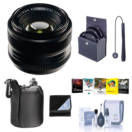 Fujifilm XF 35mm f/1.4 Lens, Bundle with Tiffen 52mm Filter Kit, Lens Case, Lens Cap Tether, Cleaning Kit, Lens Wrap, Software Kit