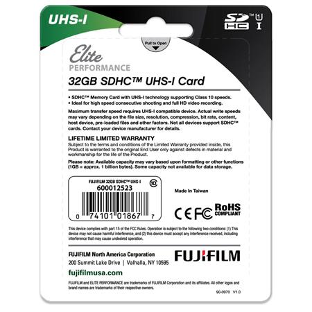 Fujifilm 32GB Class 10 UHS-1 SDHC Memory Card