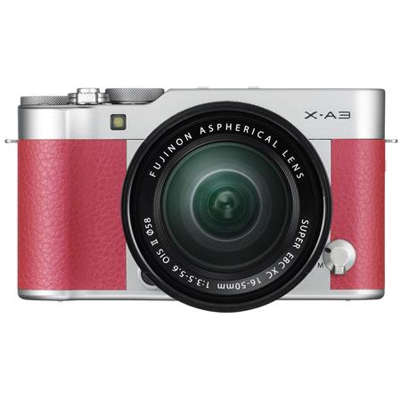 Fujifilm X-A3 Mirrorless Camera with XC 16-50mm OIS II Lens, Pink