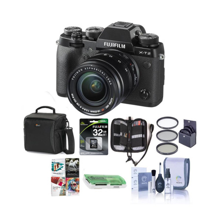 Fujifilm X-T2 Mirrorless with 18-55mm OIS Lens and Free Accessories, Black 16519314 A