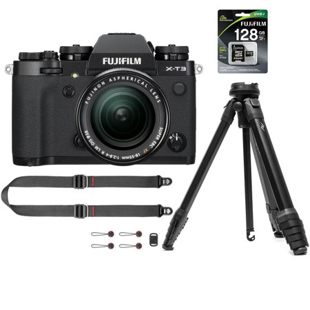 Fujifilm X-T3 Mirrorless Camera with 18-55mm f/2.8-4 R Lens,Black W/Peak Tripod