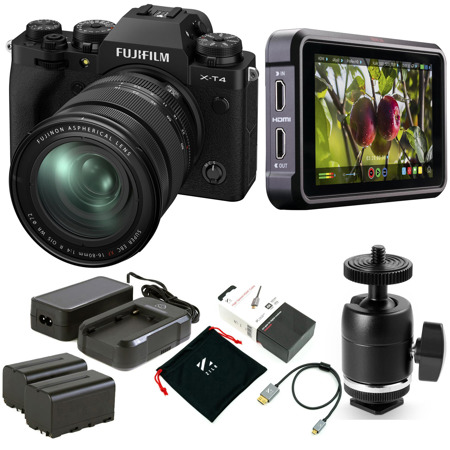 Fujifilm X-T4 Camera with XF 16-80mm f/4 R OIS WR Lens, Black With Monitor Kit 16652893 AT