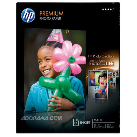 HP Soft Gloss Premium Photo Paper 8.5x11", 15 Sheets