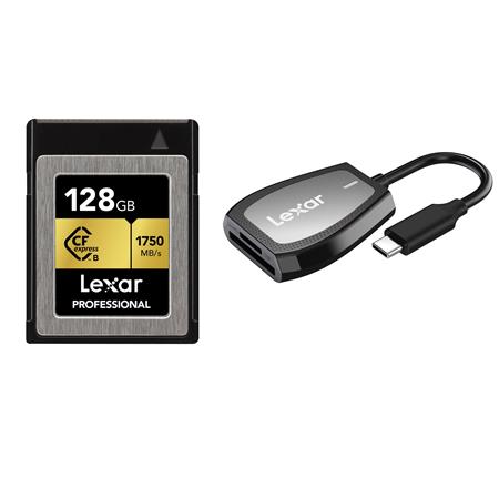 Lexar 128GB Pro CFexpress Type-B Memory Card & Lexar CFexpress Type-B USB  Reader