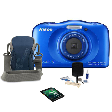 Versterken Opsommen zij is Nikon COOLPIX S33 Digital Camera, Blue With Basic Accessory Bundle 26496 A