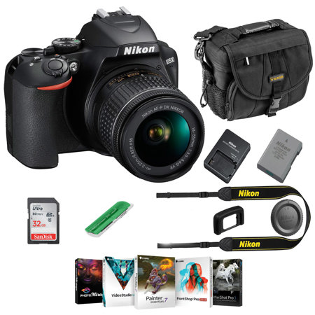 Nikon D3500 24MP DSLR Camera Black AF-P DX NIKKOR 18-55mm VR Lens W/Free  Acc Kit 1590 A