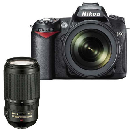 Nikon D90 Digital SLR with AF-S DX NIKKOR 18-105mm f/3.5-5.6G ED VR Lens &  Nikon 70-300mm f/4.5-5.6G ED-IF AF-S VR Lens - U.S.A. Warranty