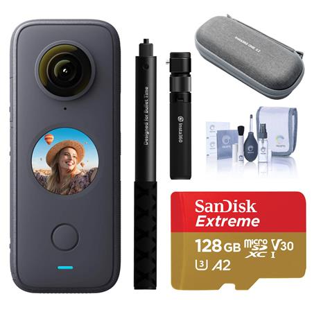 and Much More Selfie Stick/Monopod SanDisk 32GB Extreme MicroSDHC Card Insta360 ONE X2 with Action Bundle: Bundle Includes Floating Hand Grip Insta360 Carrying Case 12” Gripster Tripod 