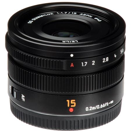 Panasonic Lumix G Leica DG Summilux 15mm f/1.7 ASPH Lens for Micro Four  Thirds Lens Mount System, Black