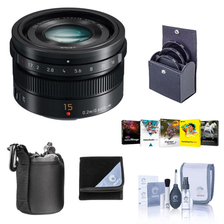 Panasonic Lumix G Leica DG f/1.7 ASPH Lens 4/3/Black Bundle H-X015K NK