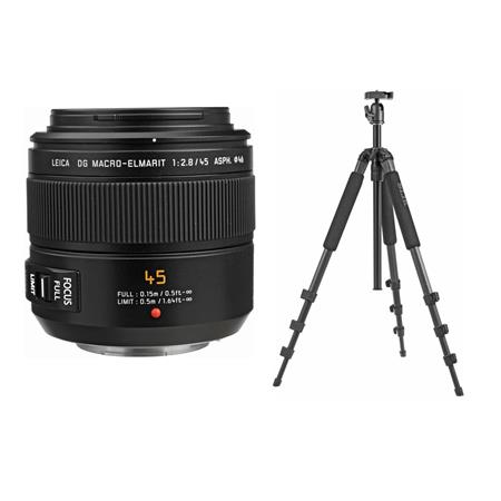 Panasonic Lumix G Leica DG Macro-Elmarit 45mm f/2.8 Lens for MFT with  Tripod Kit