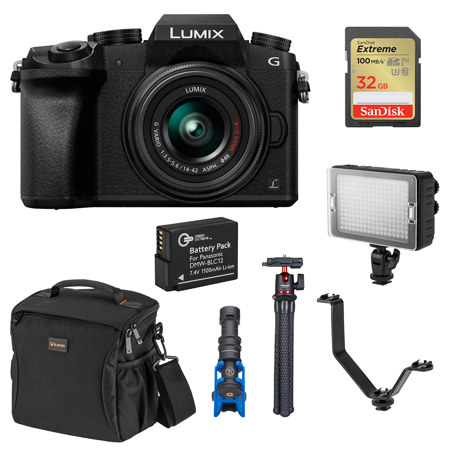 Lumix DMC-G7 Mirrorless with 14-42mm Lens With Bundle DMC-G7KK D