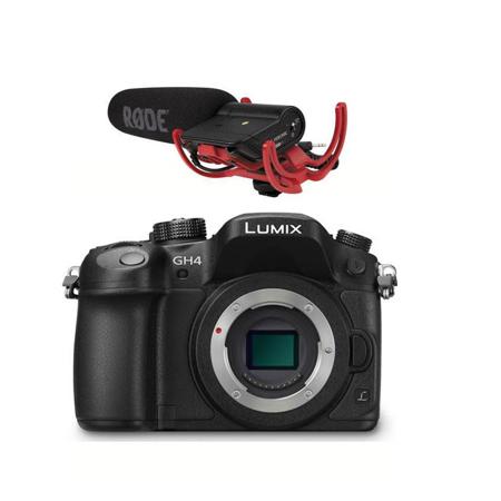 Panasonic Lumix DMC-GH4 Mirrorless Camera, Black w/Rode VideoMic Rycote Lyre