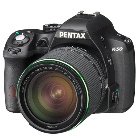 Pentax K 50 Dslr Camera With Da 18 135 Wr Lens Kit Black 10916