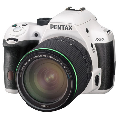 Pentax K 50 Dslr Camera With Da 18 135 Wr Lens Kit White Pentax K 50 Dslr Camera With Da 18 135 Wr Lens Kit White
