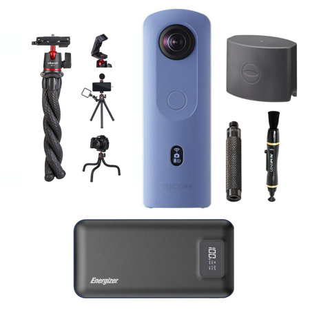 bezoek Portiek Baars Ricoh Theta THETA SC2 4K 360 Spherical Camera, Blue - With Accessory Bundle  910803 C