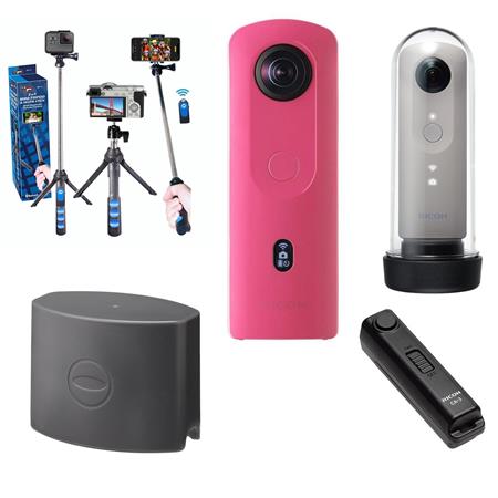 Ricoh THETA SC2 4K 360 Spherical Camera, Pink with Accessory Bundle