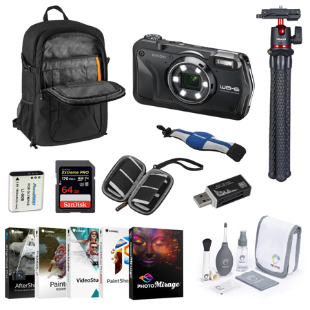 Ricoh Wg 6 Digital Camera Black With 64gb Card Case Battery And Accessories C