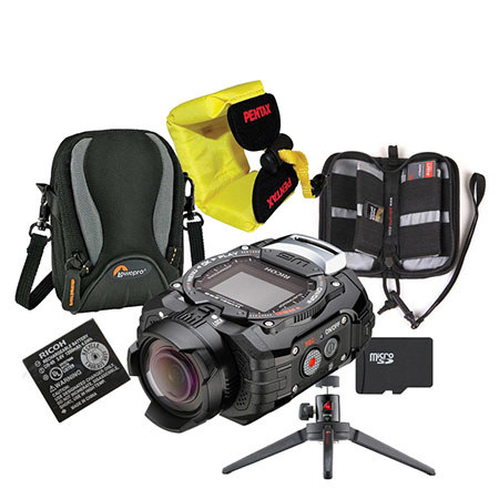 Ricoh WG-M1 Action Camera, 14MP, Black - Bundle with 32GB Class 10 SDHC  Card, Camera Case, Spare Battery, Aluminum Table Top Tripod, Floating  Strap, 