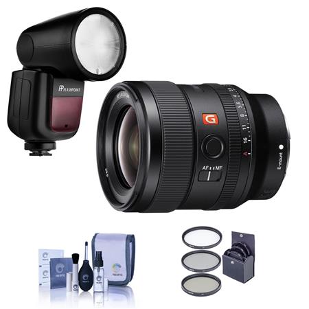 Sony FE 24mm f/1.4 GM Lens for Sony E w/Flashpoint Zoom Li-on X R2 TTL  Flash Kit