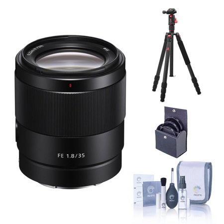 Sony FE 35mm f/1.8 Lens for Sony E, Bundle with Vanguard VEO 2 GO 235CB  Tripod, 55mm Filter Kit, Cleaning Kit