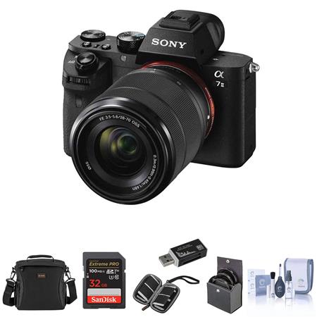 Black with Sony Fe 35mm F1.8 Prime Lens Sony ILCE7M2K/B A7 II Mirrorless Camera with 28-70mm Lens 