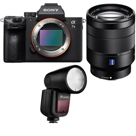 Sony Alpha a7 III Mirrorless Camera, w/FE 24-70mm f/4 Lens & Li-on X Speedlight