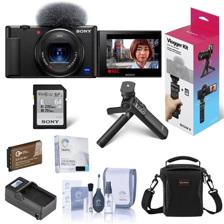 Sony ZV-1 Digital Camera, Black Bundle w/Vlogger Accessory Kit, Mic, Bag &  Acc.