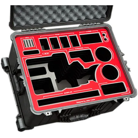 Jason Cases Hard Case for Canon C300 Mark II Camera and LCD Screen, Red Overlay