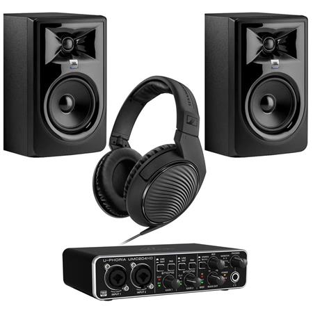 JBL 306P MKII 6.5 Inch Powered Studio Monitor 2-Way Studio Reference Powered Speaker Set with 2X Senor Microphone Cable 2X TRS Balance Cable 1x Adapter Cable and Zorro Polishing Cloth