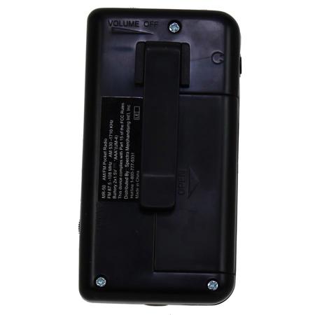 Jensen MR-50 AM//FM Portable Pocket Radio with Earbuds and Volume Control