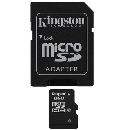Kingston 8GB Class 10 SDHC Memory Card + SD Adapter