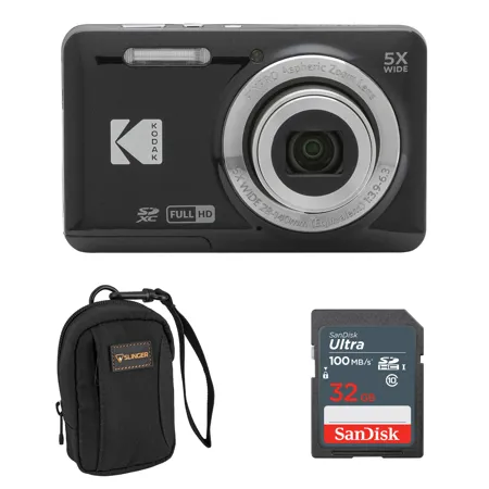 Kodak PIXPRO FZ55 Friendly Zoom Digital Camera, Black, With
