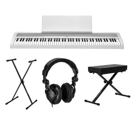 Korg B2 88-Key Digital Piano,White, Bundle w/H&A Headphones/Stand