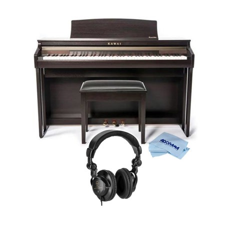 Kawai CA48 88 Key Grand Feel Compact Digital Piano with Bench Rosewood With Behringer HPS3000 High Performance Studio Headphones Microfiber Cloth